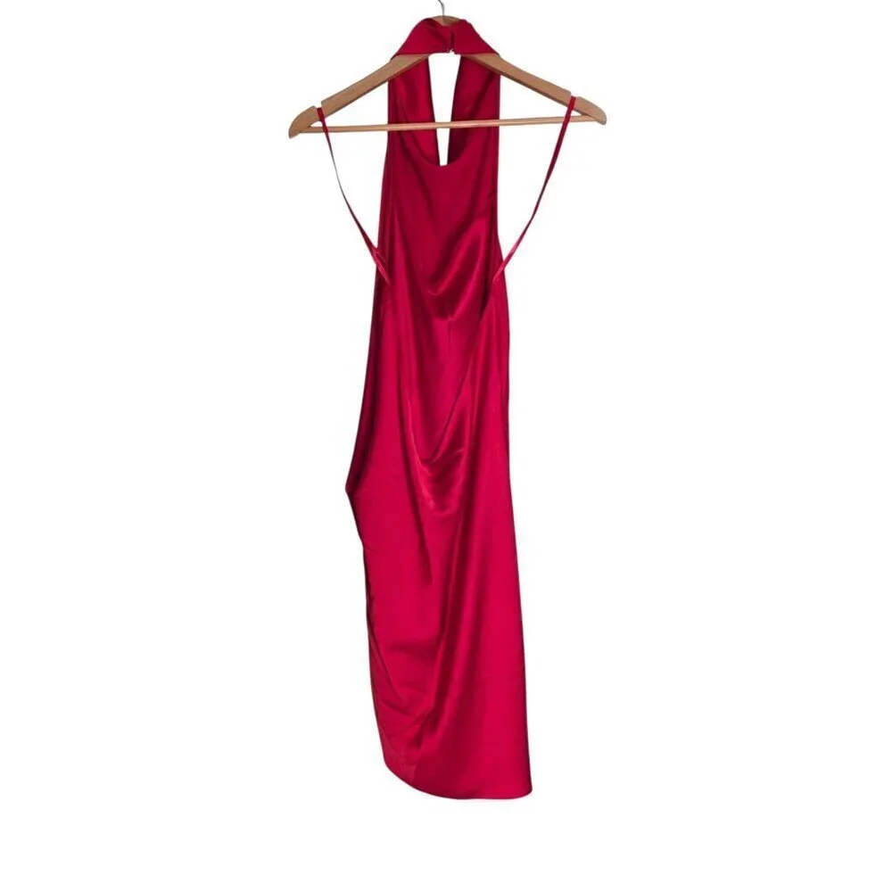NWT Women's - Gianni Bini Peyton Red Satin Halter Dress, Size 12 - Picture 10 of 10